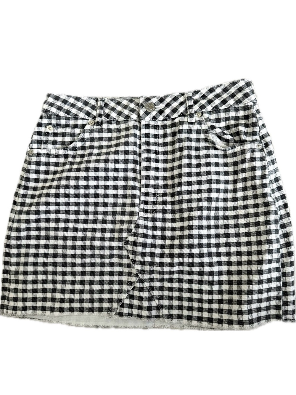 Topshop Black & White Gingham Mini Skirt